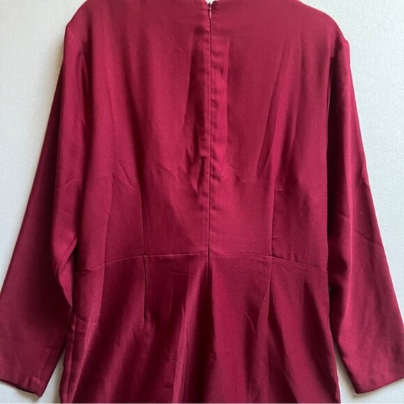 NWT H by Halston v neck long sleeve red dress Sz XL - Picture 6 of 12